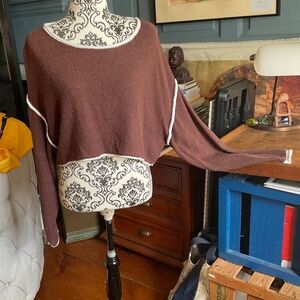 Promesa Brown Sweater with White Accents size S